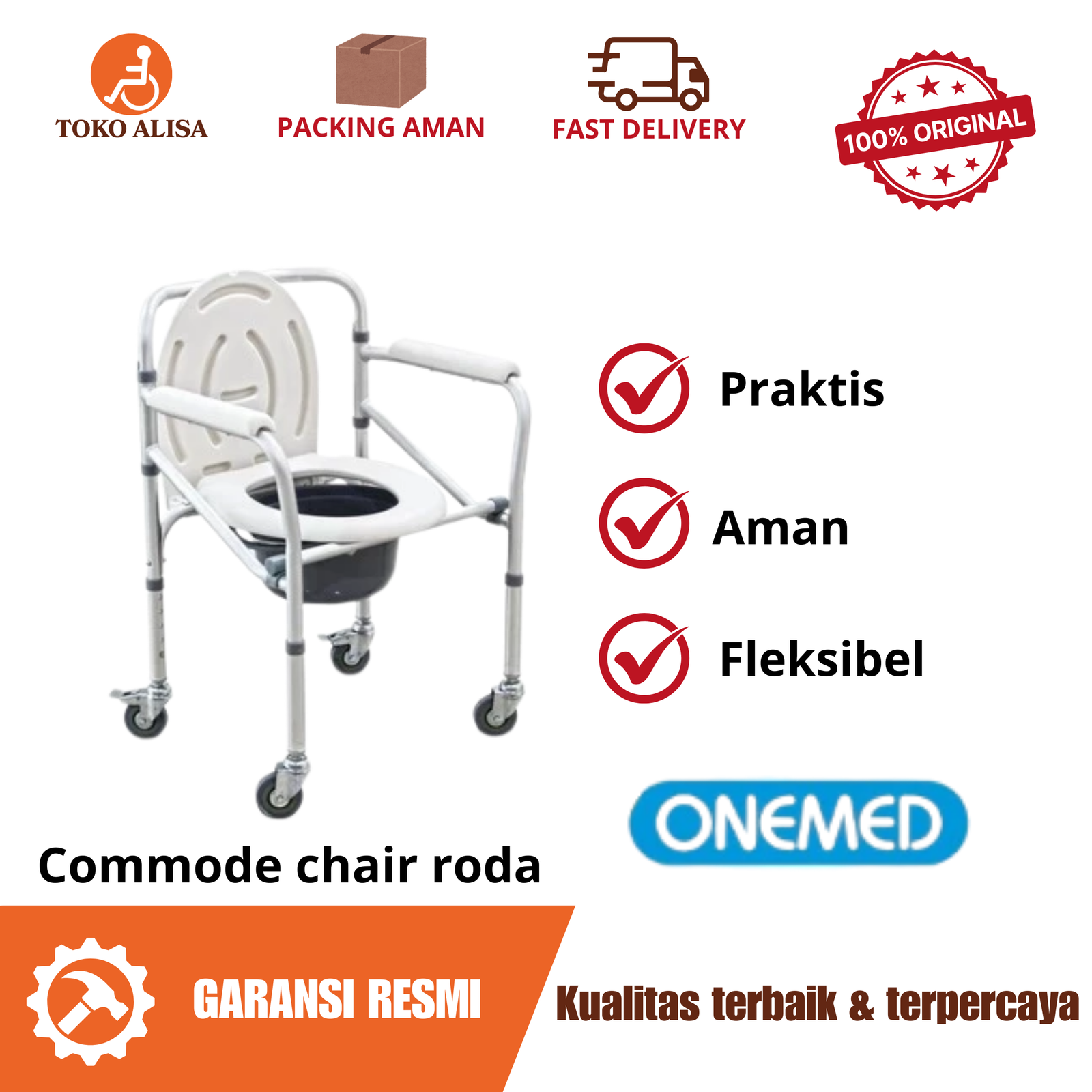Commode chair roda